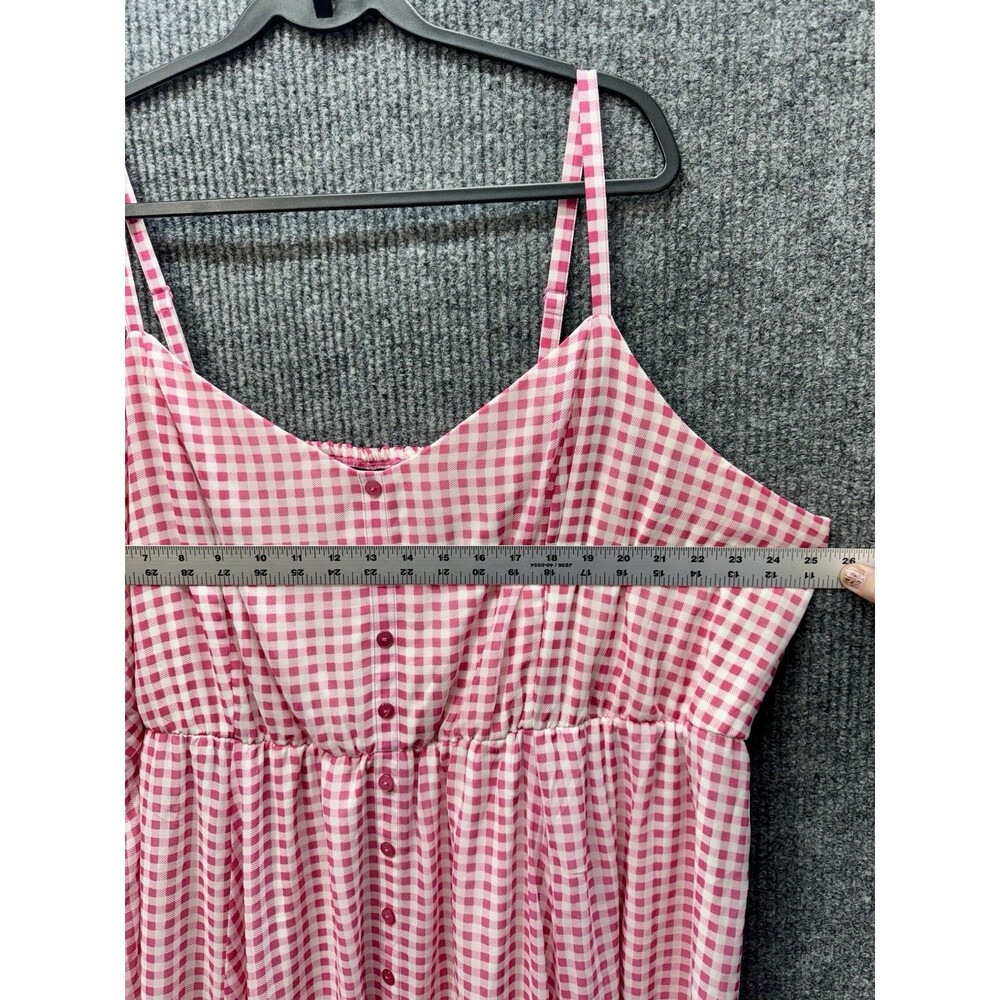 Torrid Gingham Midi Dress Womens 4x Pink Chiffon Button Detail Spaghetti Strap - Picture 10 of 12